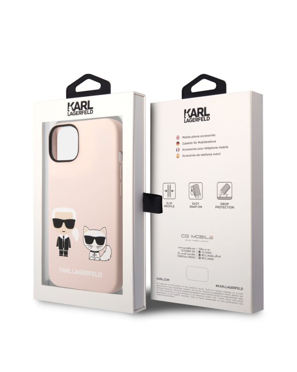 Karl Lagerfeld and Choupette Liquid Silicone Case Защитный чехол для iPhone 14 Plus / розовый