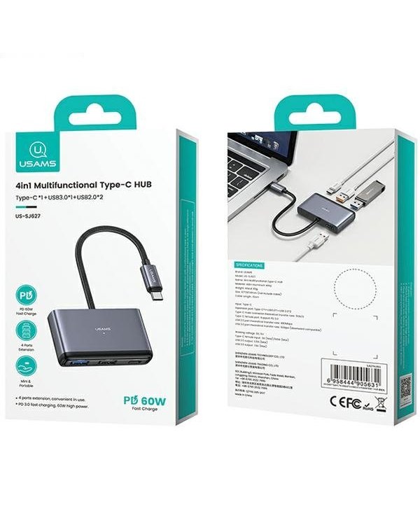 Usams 4in1 HUB 2xUSB 2.0 / USB 3.0 / USB-C USB Hub