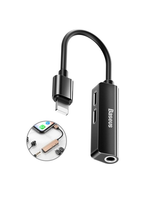 Baseus L52 (3 in 1) Lightning Аудио Адаптер и зарядка для iPhone