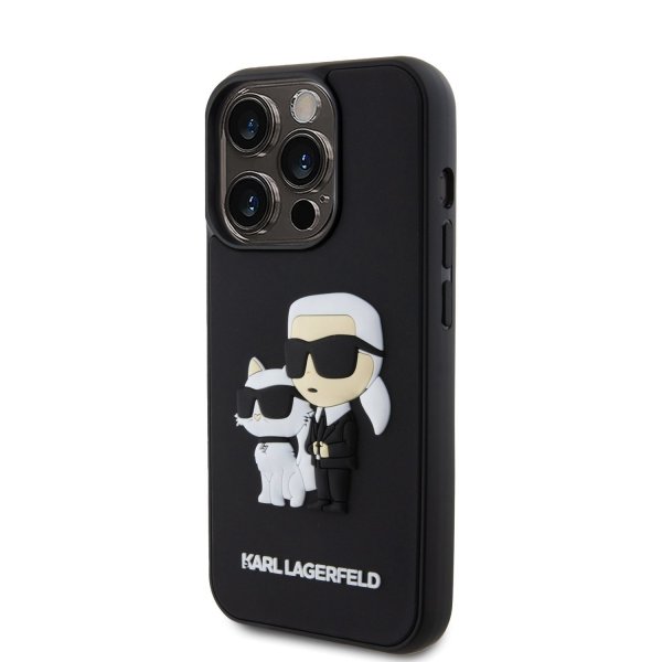 Karl Lagerfeld 3D Rubber Karl and Choupette Case Защитный чехол для iPhone 13 Pro / чёрный