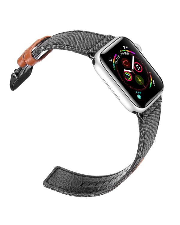Dux Ducis Canvas Кожанный Ремешок для часов Apple Watch 38 / 40 mm Черный-Коричневый