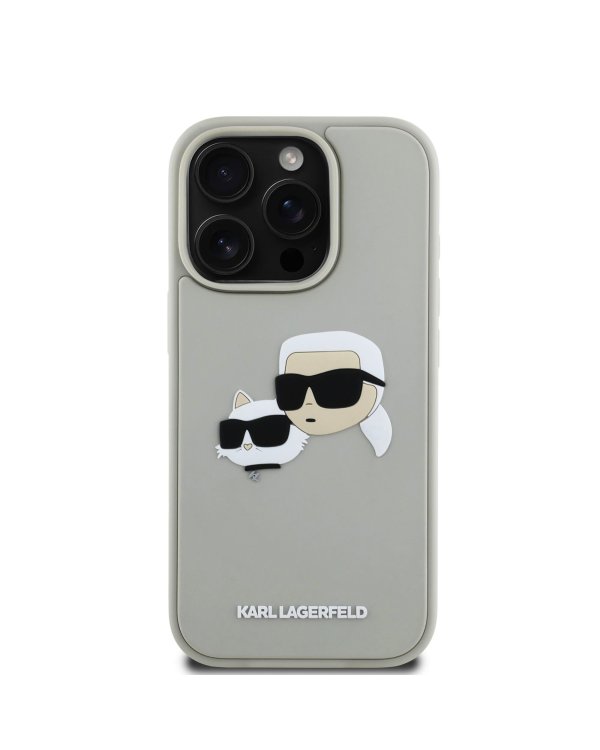 Karl Lagerfeld 3D Rubber Double Heads Case Защитный чехол для iPhone 16 Pro / бежевый