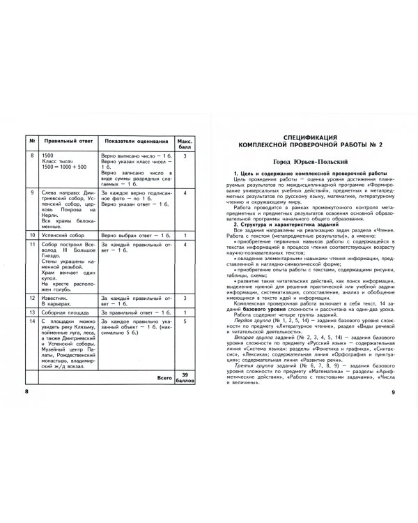 Комплексные проверочные работы на краеведческом материале Владимирской области. 4 класс. Методич.
