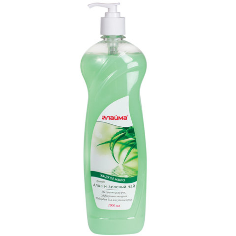 Мыло жидкое "Лайма. Алоэ и зеленый чай", 1 литр, дозатор