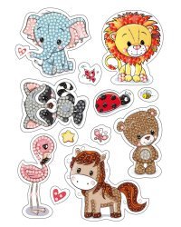 Кристальная мозаика (алмазная вышивка) "Фрея. Наклейки. Веселые зверята", 14х19,5 см, арт. ALVN-102