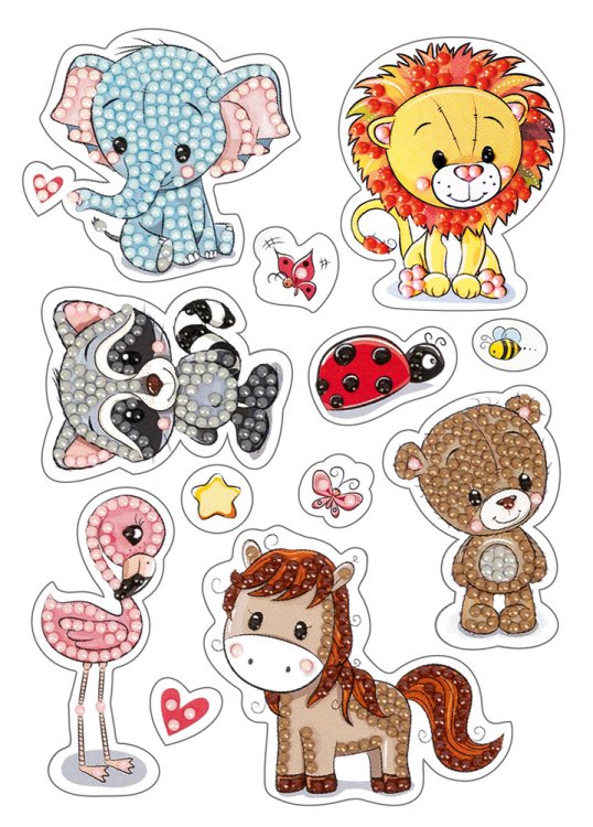 Кристальная мозаика (алмазная вышивка) "Фрея. Наклейки. Веселые зверята", 14х19,5 см, арт. ALVN-102