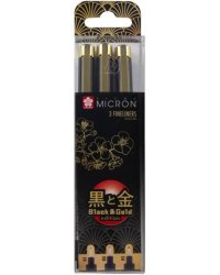 Набор капиллярных ручек Pigma Micron Gold Limited Edition, 3 штуки, черный