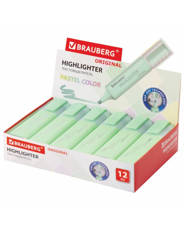 Текстовыделитель Brauberg "Original Pastel", цвет мята, линия 1-5 мм