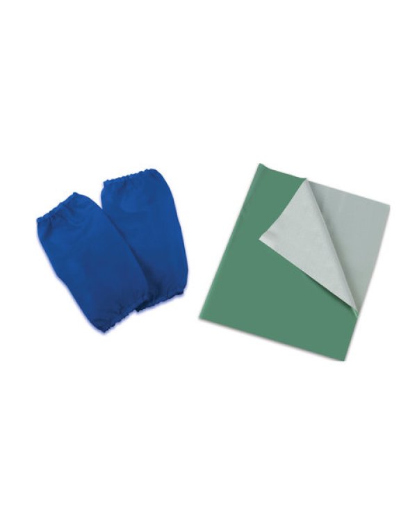 Набор для уроков труда "Пифагор": клеенка ПВХ (зеленая) размером 69х40 см, нарукавники (синие)