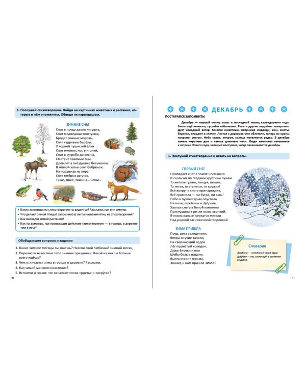 Времена года. Зима. Дидактический материал в стихах, картинках, заданиях, вопросах. ФГОС ДО