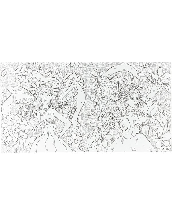 Раскраска-антистресс "Феи в волшебном саду"