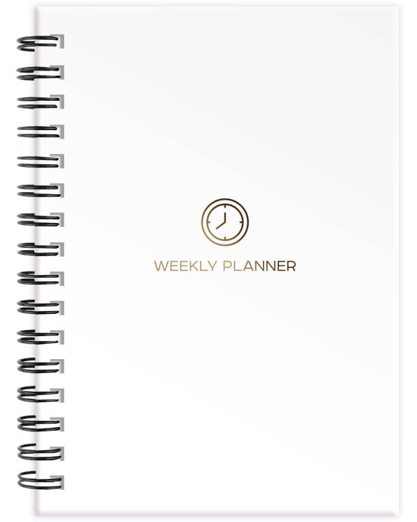 Блокнот-планер на пружине. Часы, белый