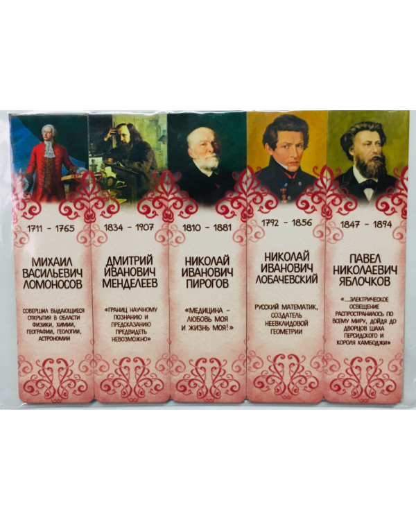 Магнитные закладки для книг Великие русские ученые 1, 25 мм, 5 штук