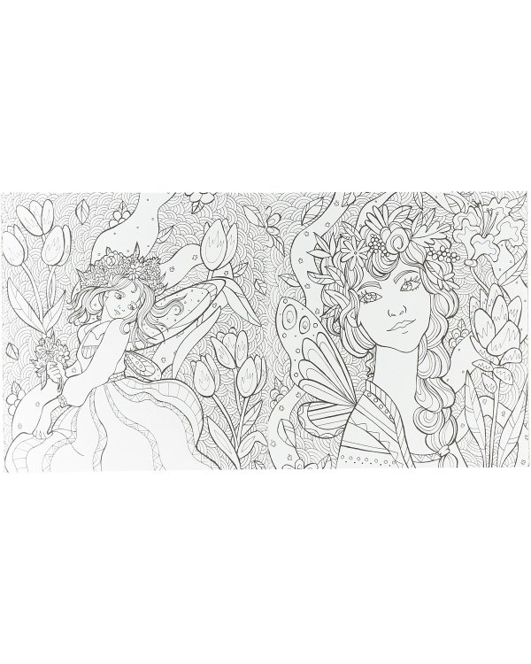 Раскраска-антистресс "Феи в волшебном саду"