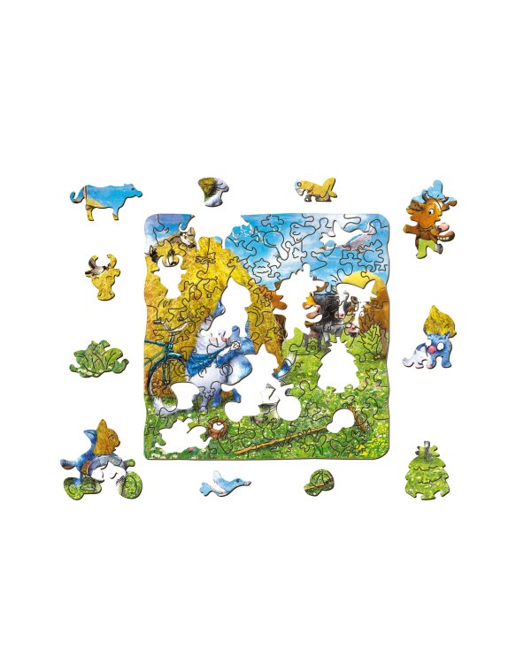 Фигурный деревянный пазл. Лето в Котофеевке, 64 детали