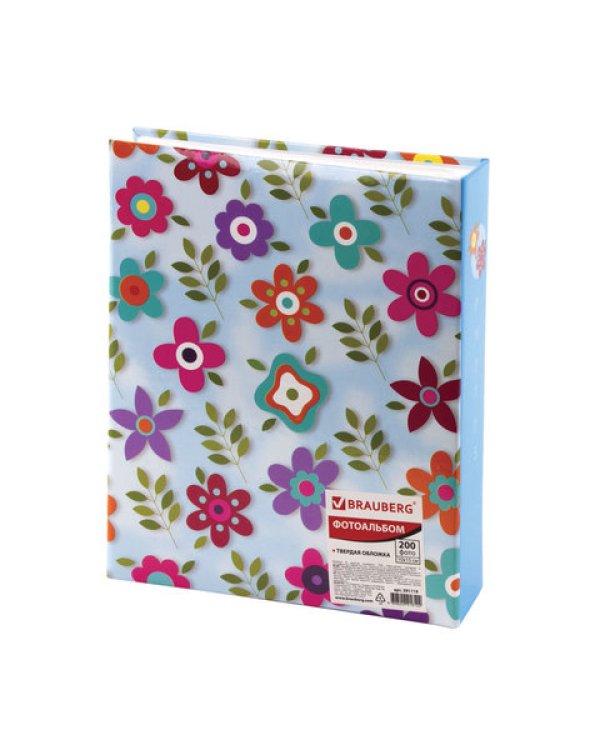 Фотоальбом BRAUBERG на 200 фото, Цветочки (391119)