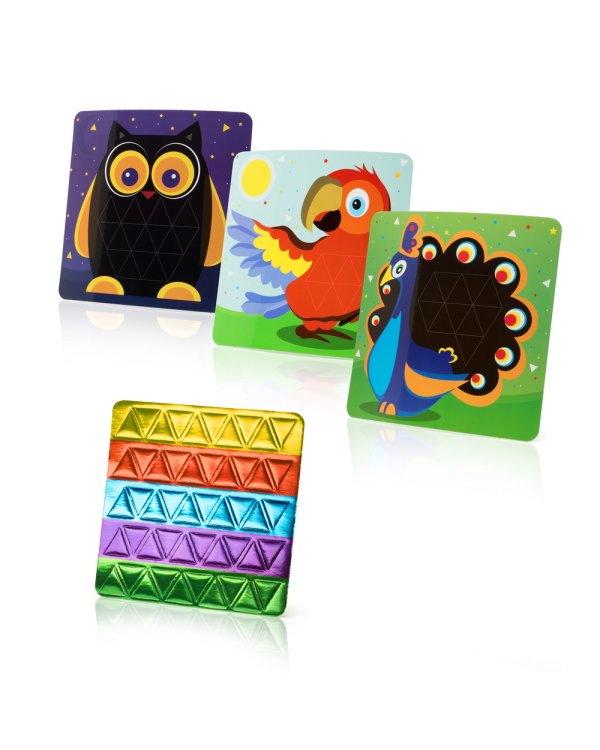 Удивительная мозаика с фольгированными наклейками. Птички