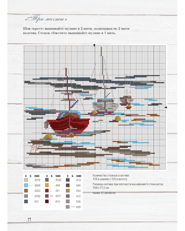 Французская вышивка крестом. Загадочный океан Изабель Вотье. 20 крупных схем