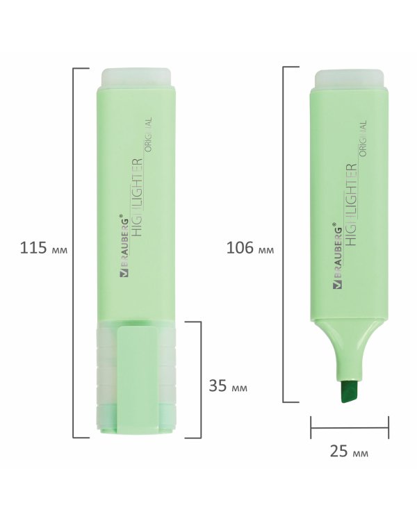 Текстовыделитель Brauberg "Original Pastel", цвет мята, линия 1-5 мм