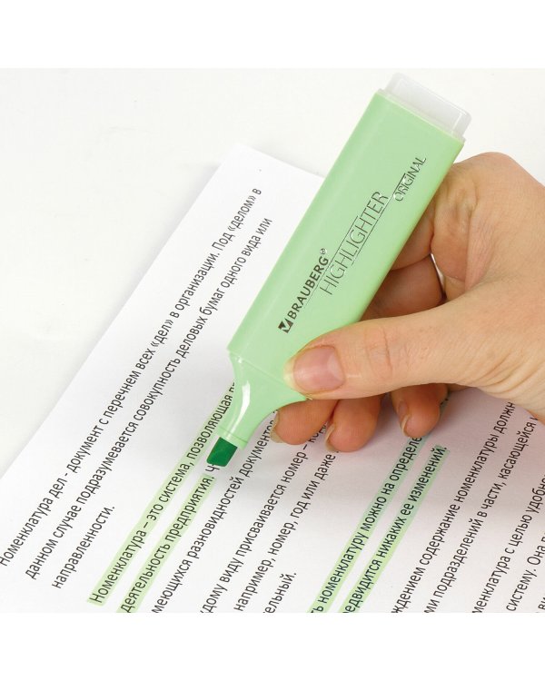 Текстовыделитель Brauberg "Original Pastel", цвет мята, линия 1-5 мм