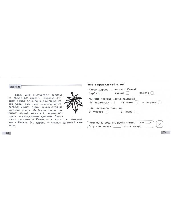 Блицконтроль скорости чтения и понимания текста: 2 класс, 1-е полугодие. ФГОС