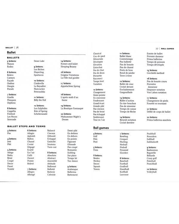 Collins Bradford's Crossword Solver's Lists