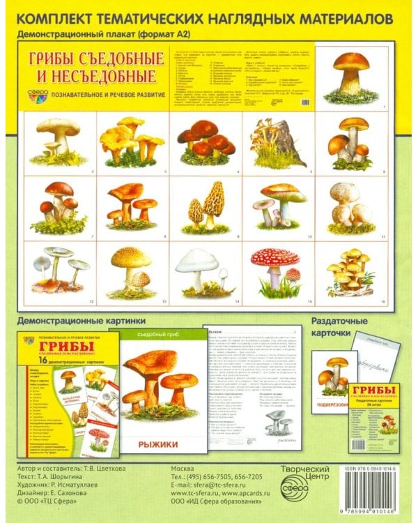 Демонстрационные картинки "Грибы съедобные и несъедобные" (173х220 мм)