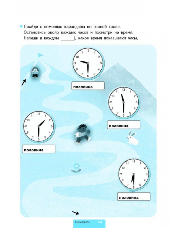 Учимся определять время. Час и полчаса