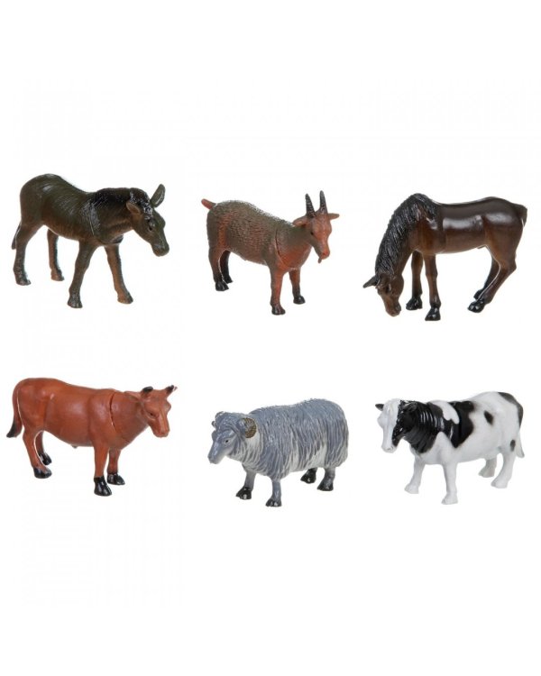 Набор животных. Домашние животные и птицы, 6 штук