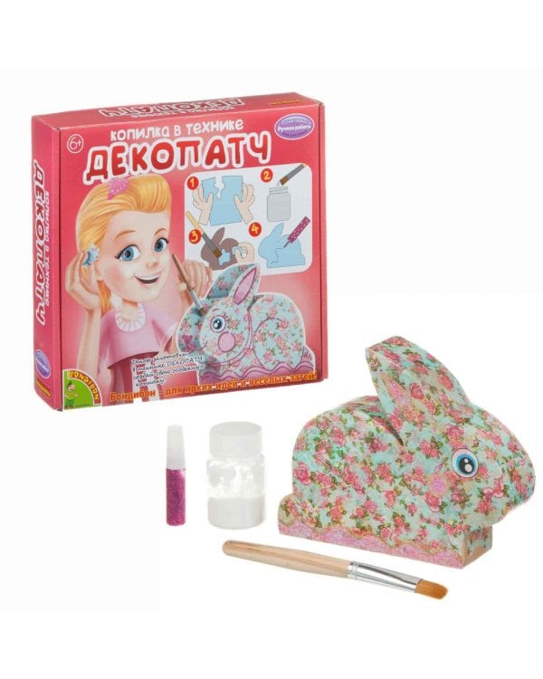 Копилка в технике декопатч. Зайчик