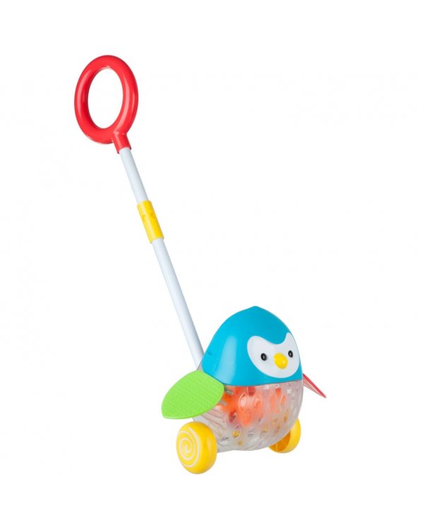 Пластиковая каталка с ручкой. Пингвин