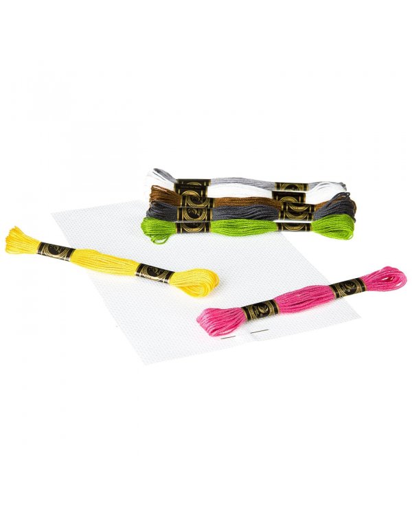 Вышивка на хлопковой канве. Енот