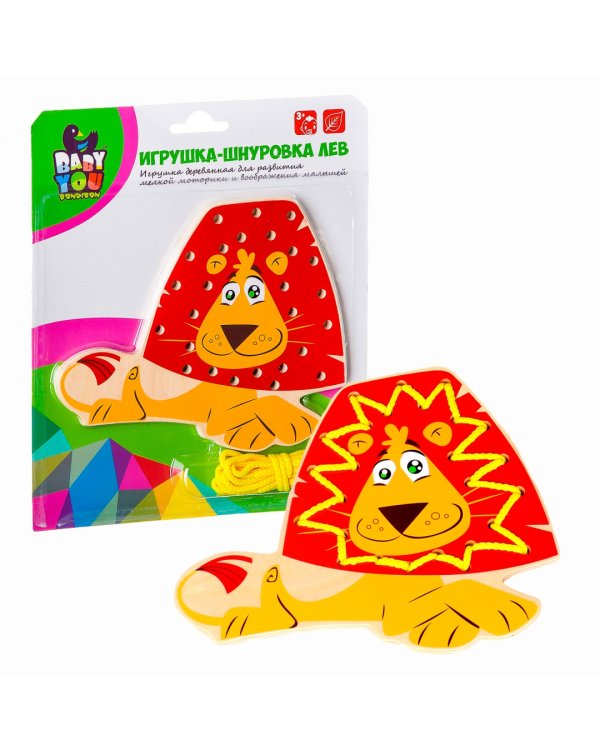 Шнуровка деревянная. Лев