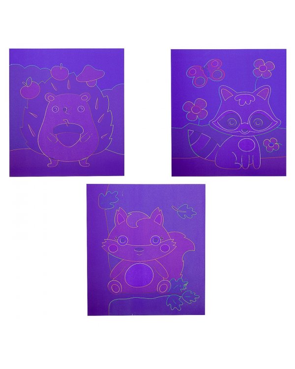 Гравюра цветная. Енот и его друзья!