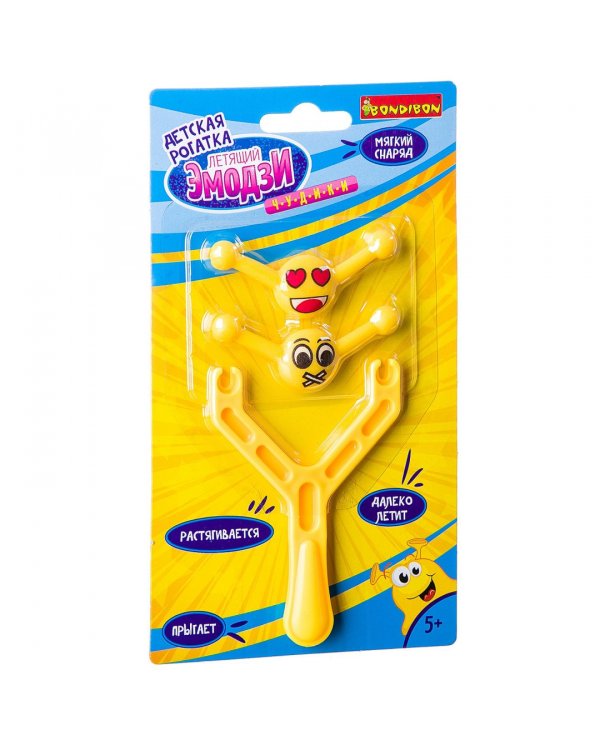 Рогатка. Летящий эмодзи, желтый