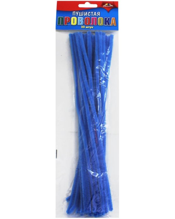 Проволока пушистая, 30 см, 25 штук, "Голубая"