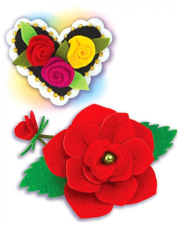 Набор для изготовления заколки и броши "Розы из фетра"