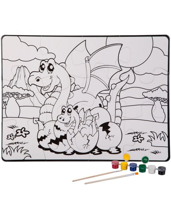 Пазл для раскрашивания. Динозавры, 12 деталей