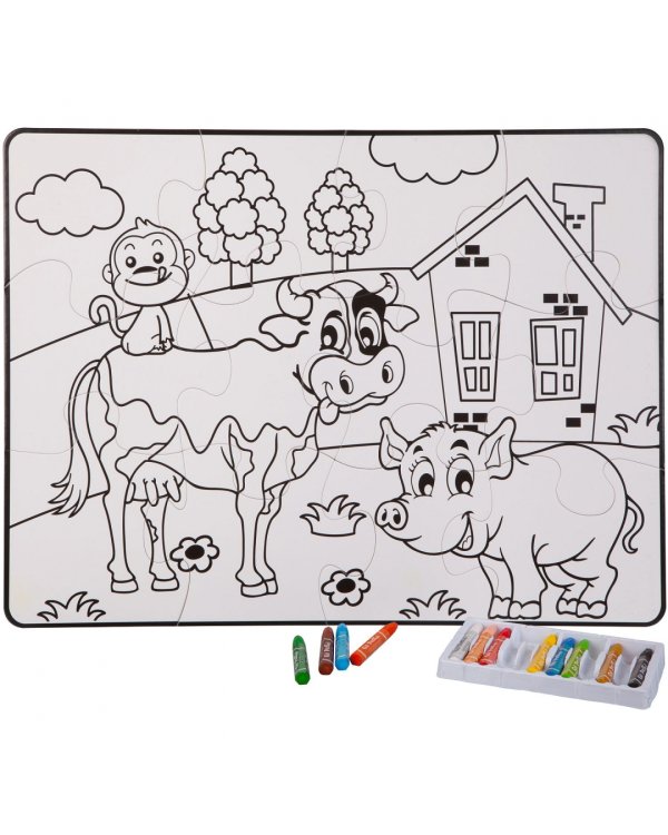 Пазл для раскрашивания. Ферма, 12 деталей