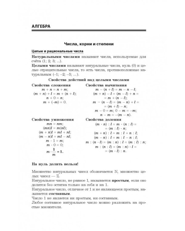 Математика. Обязательные понятия, формулы школьного курса