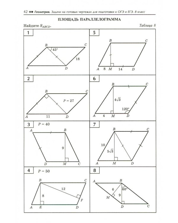 Геометрия. 8 класс. Задачи на готовых чертежах для подготовки к ОГЭ и ЕГЭ. Профильный уровень