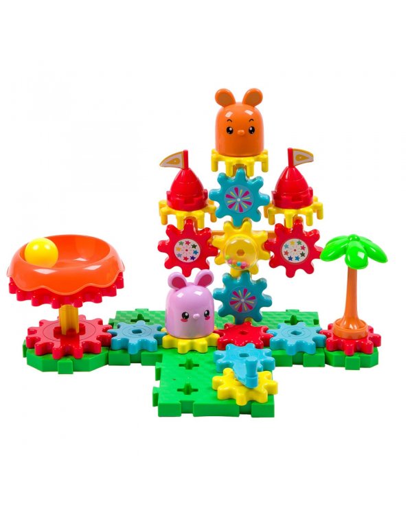 Конструктор на шестеренках. Веселая карусель, 49 деталей