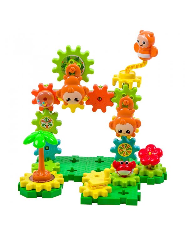 Конструктор на шестеренках. Веселая карусель, 58 деталей