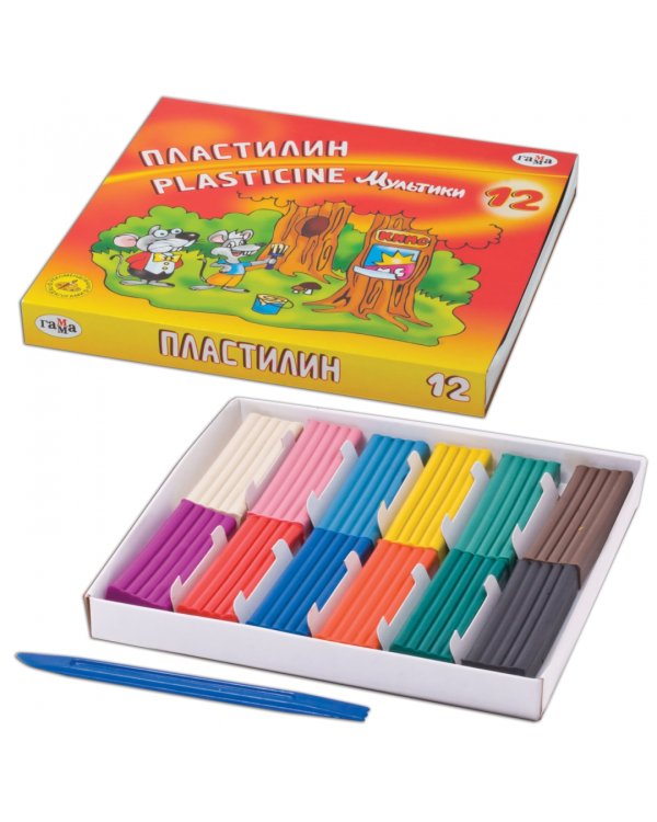 Пластилин "Мультики", 12 цветов