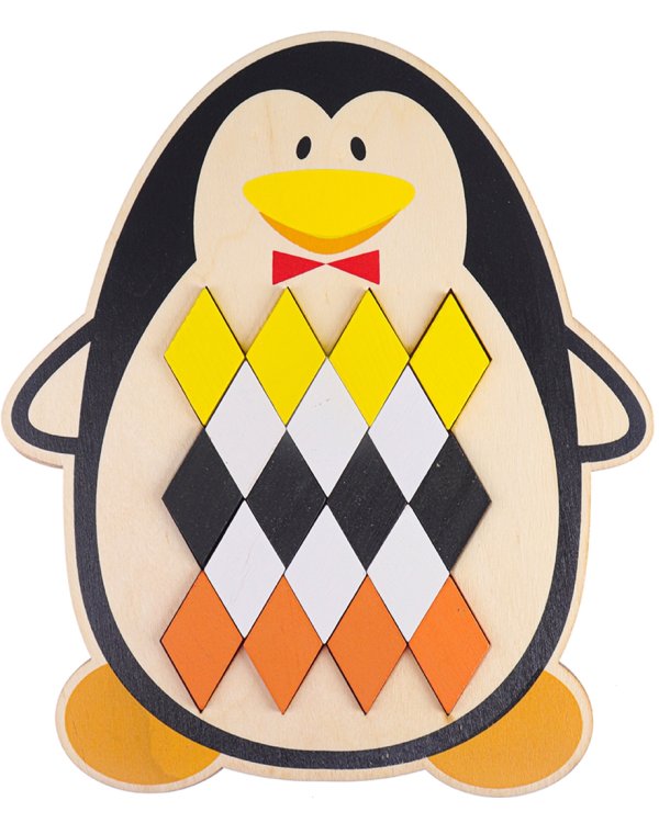 Деревянная мозаика. Пингвин
