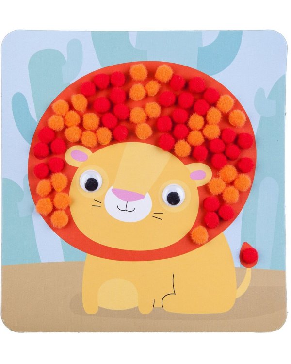 Картина с помпончиками. Львенок