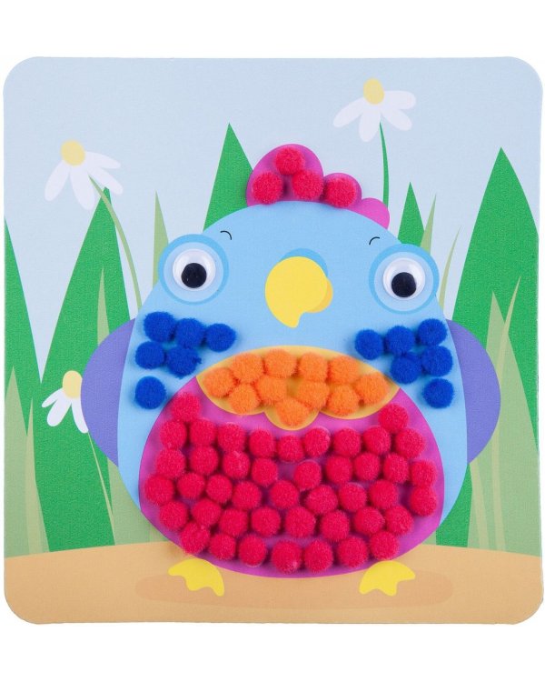 Картина с помпончиками. Птичка