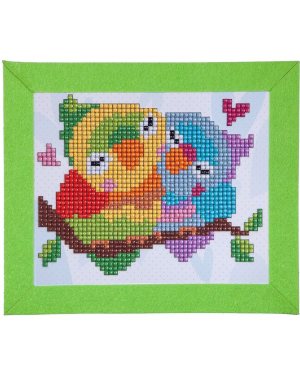 Алмазная мозаика. Попугаи-неразлучники