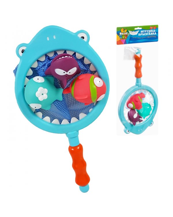 Набор для купания. Сачок-акула и 3 рыбки