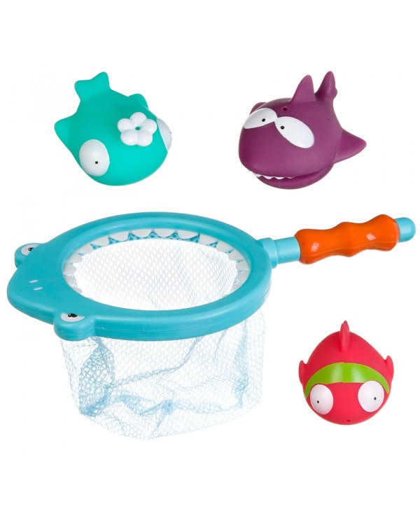 Набор для купания. Сачок-акула и 3 рыбки